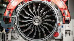 a close-up shot of an airplane engine
