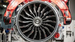 a close-up shot of an airplane engine a close-up shot of an airplane engine