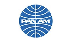 a blue circle with white lines on it displaying the text 'Pan Am' a blue circle with white lines on it displaying the text 'Pan Am'