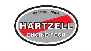 A grey and red oval logo displays the text: Built on Honor Hartzell Engine Tech