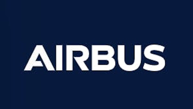 White text that reads 'AIRBUS' sits against a Navy blue background