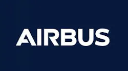 White text that reads 'AIRBUS' sits against a Navy blue background