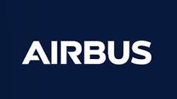 White text that reads 'AIRBUS' sits against a Navy blue background White text that reads 'AIRBUS' sits against a Navy blue background
