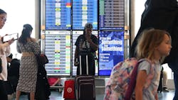 EL SEGUNDO, CA, NOVEMBER 7, 2025: Marsha Taulton, center, has an on-time flight home to Houston at LAX on Friday, November 7, 2025. (Christina House / Los Angeles Times) EL SEGUNDO, CA, NOVEMBER 7, 2025: Marsha Taulton, center, has an on-time flight home to Houston at LAX on Friday, November 7, 2025. (Christina House / Los Angeles Times)