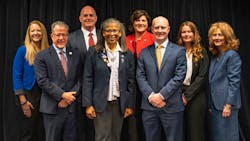 L to R: Dr. Jennifer Kephart, Superintendent of the School District of Washington, Missouri; John Bales, Director, Spirit of St. Louis Airport; Darren James, Director, MidAmerica St. Louis Airport; Yolandea Wood, President of the Hugh J. White Tuskegee Airmen Chapter and Director of the Organization of Black Aerospace Professionals’ ACE Academy serving the St. Louis region; Rhonda Hamm-Niebruegge, Director, St. Louis Lambert International Airport; Daniel Adams, Director, St. Louis Regional Airport; Sandy Shore, Director, St. Louis Downtown Airport, and Mary Lamie, Executive Vice President of Multimodal Enterprises for Bi-State Development. L to R: Dr. Jennifer Kephart, Superintendent of the School District of Washington, Missouri; John Bales, Director, Spirit of St. Louis Airport; Darren James, Director, MidAmerica St. Louis Airport; Yolandea Wood, President of the Hugh J. White Tuskegee Airmen Chapter and Director of the Organization of Black Aerospace Professionals’ ACE Academy serving the St. Louis region; Rhonda Hamm-Niebruegge, Director, St. Louis Lambert International Airport; Daniel Adams, Director, St. Louis Regional Airport; Sandy Shore, Director, St. Louis Downtown Airport, and Mary Lamie, Executive Vice President of Multimodal Enterprises for Bi-State Development.