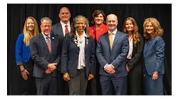 L to R: Dr. Jennifer Kephart, Superintendent of the School District of Washington, Missouri; John Bales, Director, Spirit of St. Louis Airport; Darren James, Director, MidAmerica St. Louis Airport; Yolandea Wood, President of the Hugh J. White Tuskegee Airmen Chapter and Director of the Organization of Black Aerospace Professionals’ ACE Academy serving the St. Louis region; Rhonda Hamm-Niebruegge, Director, St. Louis Lambert International Airport; Daniel Adams, Director, St. Louis Regional Airport; Sandy Shore, Director, St. Louis Downtown Airport, and Mary Lamie, Executive Vice President of Multimodal Enterprises for Bi-State Development.