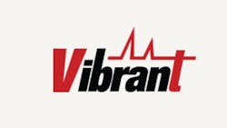 Red and black text reads 'Vibrant Corporation' with an illustration resembling a heart monitor feed above it Red and black text reads 'Vibrant Corporation' with an illustration resembling a heart monitor feed above it