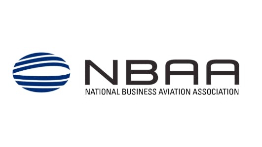 A blue oval floats next to text that reads, 'NBAA National Business Aviation Association'