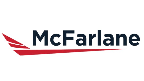 A red and black logo that reads, 'McFarlane Aviation'