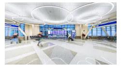 New terrazzo flooring and dynamic lighting are some of the interior improvements in Terminal 1 as part of the Airport Modernization Program at MSP Airport. Courtesy of the Metropolitan Airports Commission