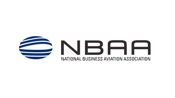 A blue and black logo that reads: NBAA National Business Aviation Association