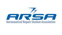 A blue logo with a lightning bolt and text that reads: ARSA Aeronautical Repair Station Association A blue logo with a lightning bolt and text that reads: ARSA Aeronautical Repair Station Association