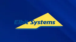 A blue and yellow graphic with text that reads 'Elbit Systems'