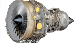 A closeup shot of an aircraft engine