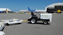 Electric baggage and cargo tractors, such as lithium-ion Tiger tow tractors, can tow more than 60,000 pounds with ranges of up to 75 miles on a single charge. Electric baggage and cargo tractors, such as lithium-ion Tiger tow tractors, can tow more than 60,000 pounds with ranges of up to 75 miles on a single charge.