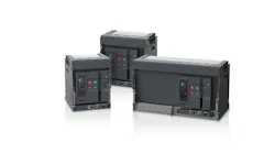 A black box with lights on it shown from three different angles