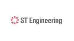 A circular red logo with gray text that reads: ST Engineering A circular red logo with gray text that reads: ST Engineering