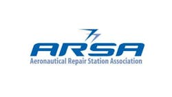 A blue logo with geometric lines and text that reads: Aeronautical Repair Station Association (ARSA) A blue logo with geometric lines and text that reads: Aeronautical Repair Station Association (ARSA)