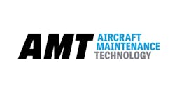 A logo with black, light blue, and grey lettering that reads: AMT Aircraft Maintenance Technology A logo with black, light blue, and grey lettering that reads: AMT Aircraft Maintenance Technology