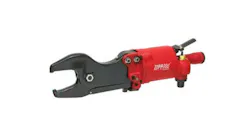 A red and black tool with a handle