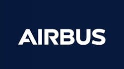 A logo with a navy-blue background with white text that reads: AIRBUS A logo with a navy-blue background with white text that reads: AIRBUS