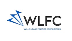 A blue and black logo with an angular graphic and text that reads: WLFC Willis Lease Finance Corporation A blue and black logo with an angular graphic and text that reads: WLFC Willis Lease Finance Corporation