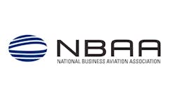 A logo with a blue graphic design and black text that reads: NBAA National Business Aviation Association A logo with a blue graphic design and black text that reads: NBAA National Business Aviation Association