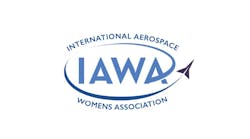 A logo with a black illustration of an airplane and blue text that reads: International Aerospace Womens Association (IAWA) A logo with a black illustration of an airplane and blue text that reads: International Aerospace Womens Association (IAWA)