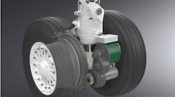 A 3D rendering of landing gear with an electric taxi system attached A 3D rendering of landing gear with an electric taxi system attached