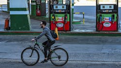 A man rides his bicycle past an empty gas station in Havana on Feb. 19, 2026. A man rides his bicycle past an empty gas station in Havana on Feb. 19, 2026.