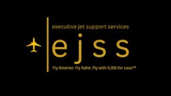 A logo with a black background and yellow text that reads: executive jet support services EJSS Fly Smarter. Fly Safer. Fly with EJSS for Less! A logo with a black background and yellow text that reads: executive jet support services EJSS Fly Smarter. Fly Safer. Fly with EJSS for Less!