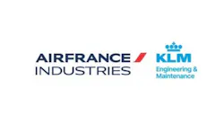 Two logos that say 'AirFrance Industries' and 'KLM Engineering & Maintenance' Two logos that say 'AirFrance Industries' and 'KLM Engineering & Maintenance'