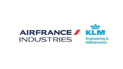 Two logos that say 'AirFrance Industries' and 'KLM Engineering & Maintenance' Two logos that say 'AirFrance Industries' and 'KLM Engineering & Maintenance'