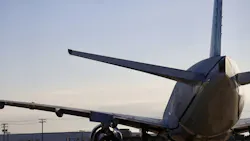 A close-up view of an airplane parked on the ground A close-up view of an airplane parked on the ground