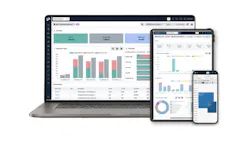 A laptop, tablet and smart phone displaying graphs and charts A laptop, tablet and smart phone displaying graphs and charts