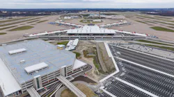 A new connection tunnel links the landside terminal directly to the existing airside building. A new connection tunnel links the landside terminal directly to the existing airside building.