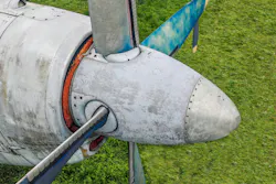 The end of an airplane turbine showing corrosion The end of an airplane turbine showing corrosion