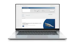 A laptop showing a landing page for an aircraft parts marketplace A laptop showing a landing page for an aircraft parts marketplace