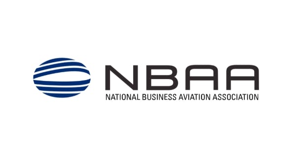 A logo with a blue sphere and white background with text that reads: NBAA National Business Aviation Association