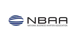 A logo with a blue sphere and white background with text that reads: NBAA National Business Aviation Association A logo with a blue sphere and white background with text that reads: NBAA National Business Aviation Association