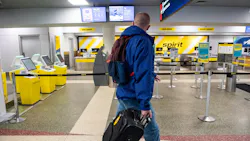 The bag drop and customer service counters at the departures terminal for Spirit airlines sit empty as operations ceased for the company at Logan Airport on Saturday, May 2, 2026, in Boston. (Joseph Prezioso/AFP/Getty Images/TNS) The bag drop and customer service counters at the departures terminal for Spirit airlines sit empty as operations ceased for the company at Logan Airport on Saturday, May 2, 2026, in Boston. (Joseph Prezioso/AFP/Getty Images/TNS)
