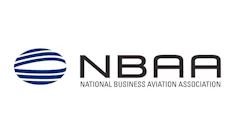 A logo with a white background and a blue sphere illustration with text that reads: National Business Aviation Association (NBAA) A logo with a white background and a blue sphere illustration with text that reads: National Business Aviation Association (NBAA)