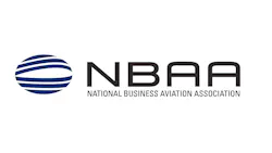 A logo with a white background and a blue sphere illustration with text that reads: National Business Aviation Association (NBAA) A logo with a white background and a blue sphere illustration with text that reads: National Business Aviation Association (NBAA)