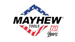 A logo with a triangle colored in like the American flag and text that reads: Mayhew Tools 170 Years A logo with a triangle colored in like the American flag and text that reads: Mayhew Tools 170 Years