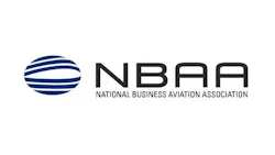 A logo showcasing a blue sphere and text that reads: National Business Aviation Association NBAA A logo showcasing a blue sphere and text that reads: National Business Aviation Association NBAA