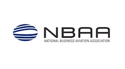 A logo with a white background and blue text that reads: The National Business Aviation Association (NBAA)