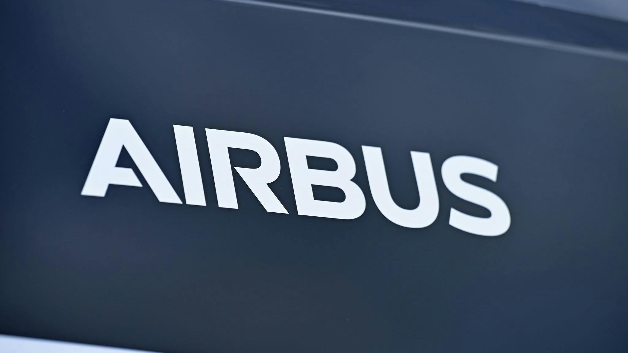 The Airbus logo is displayed on an H140 helicopter at the celebration of the 55th anniversary of the air rescue service and the inauguration of the new ADAC Air Rescue Campus at the special airport in Oberpfaffenhofen.
