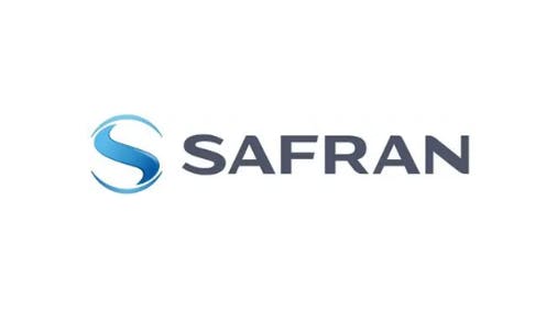 A logo with a white background and blue graphic with black text that reads: Safran Aircraft Engines