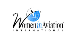 A logo with an illustration of a globe with an airplane flying around it and text that reads: Women in Aviation International (WAI) A logo with an illustration of a globe with an airplane flying around it and text that reads: Women in Aviation International (WAI)