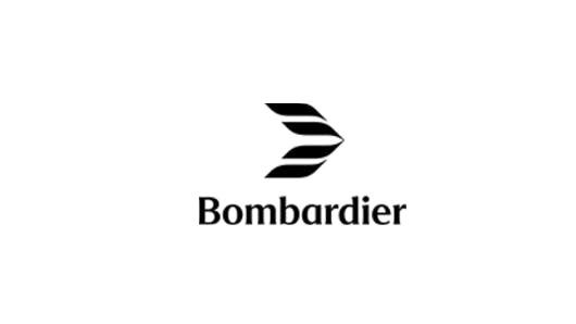 A logo with a white background and black text that reads: Bombardier